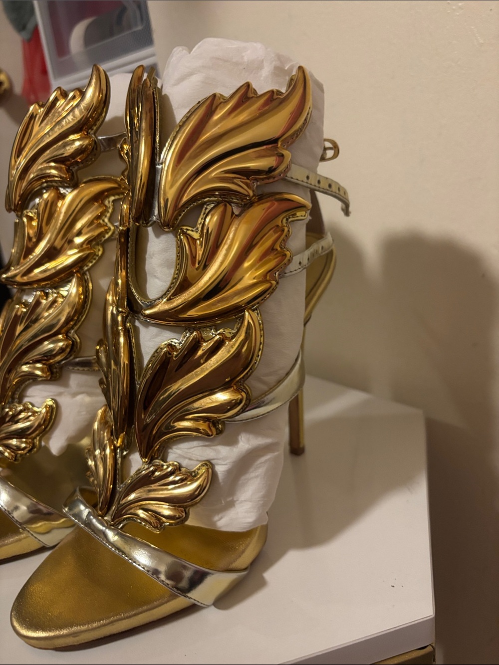 Giuseppe Zanotti Gold Leaf Embellished gold Sandals - Picture 3 of 11